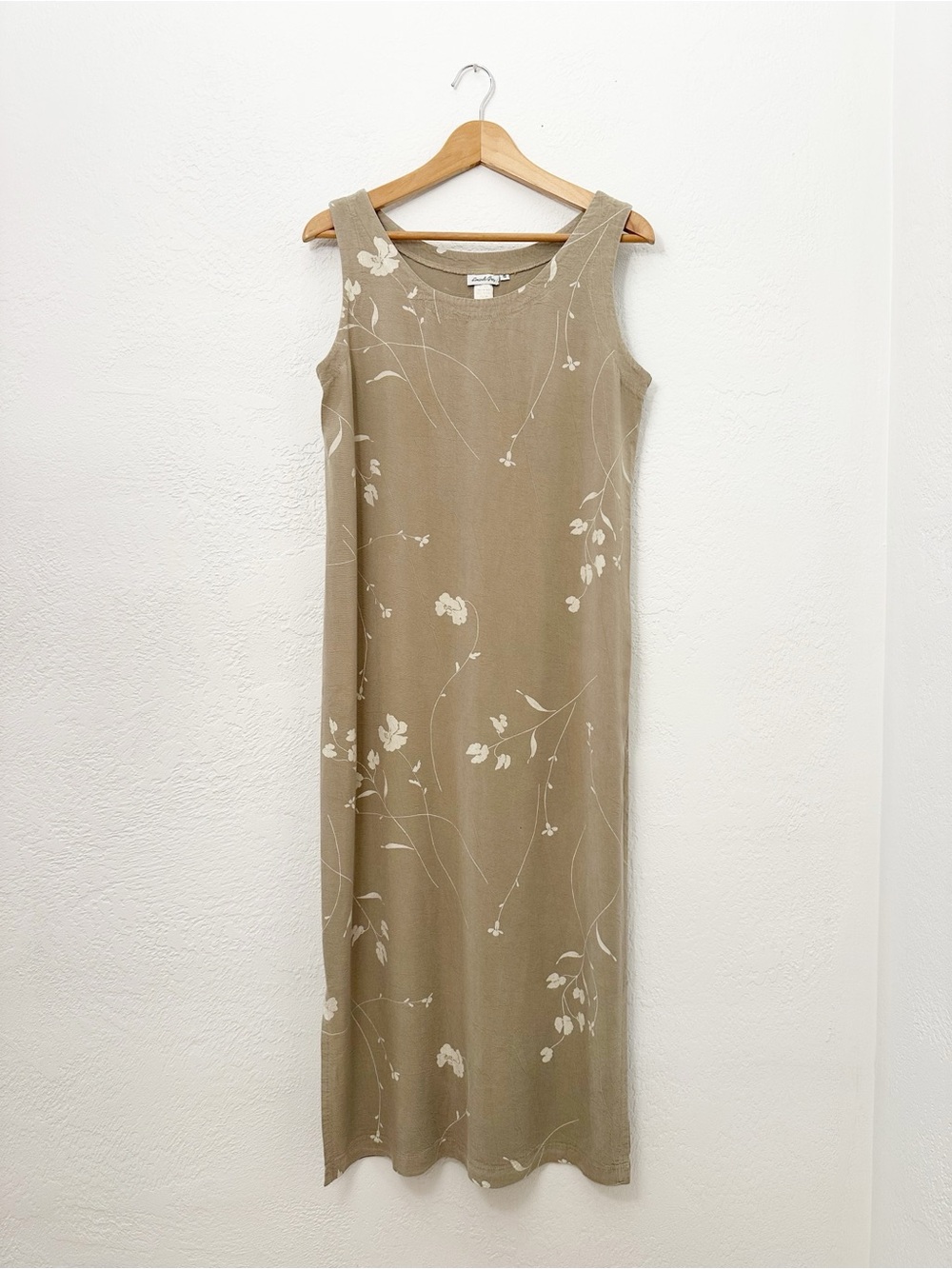 Vintage 90s Y2K Amanda Gray Taupe Brown & White Floral Shift Dress Lagenlook